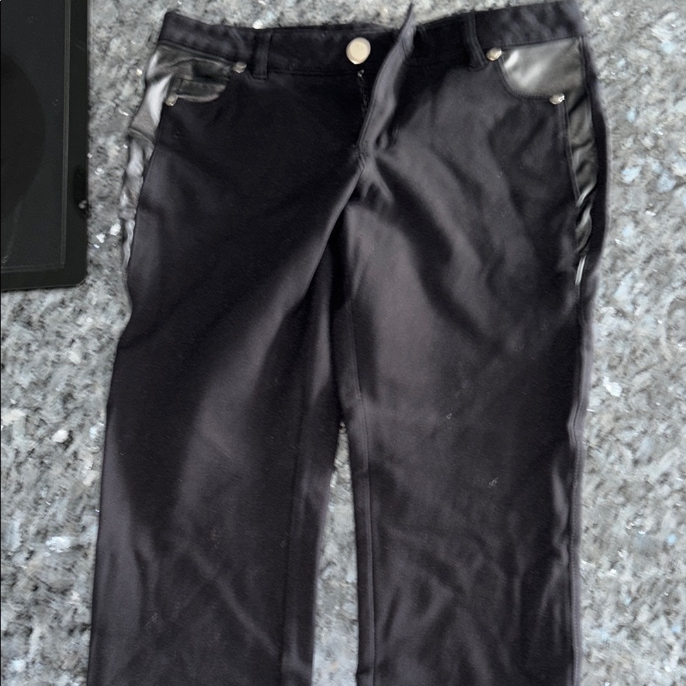 Black Pants with Leather Accents